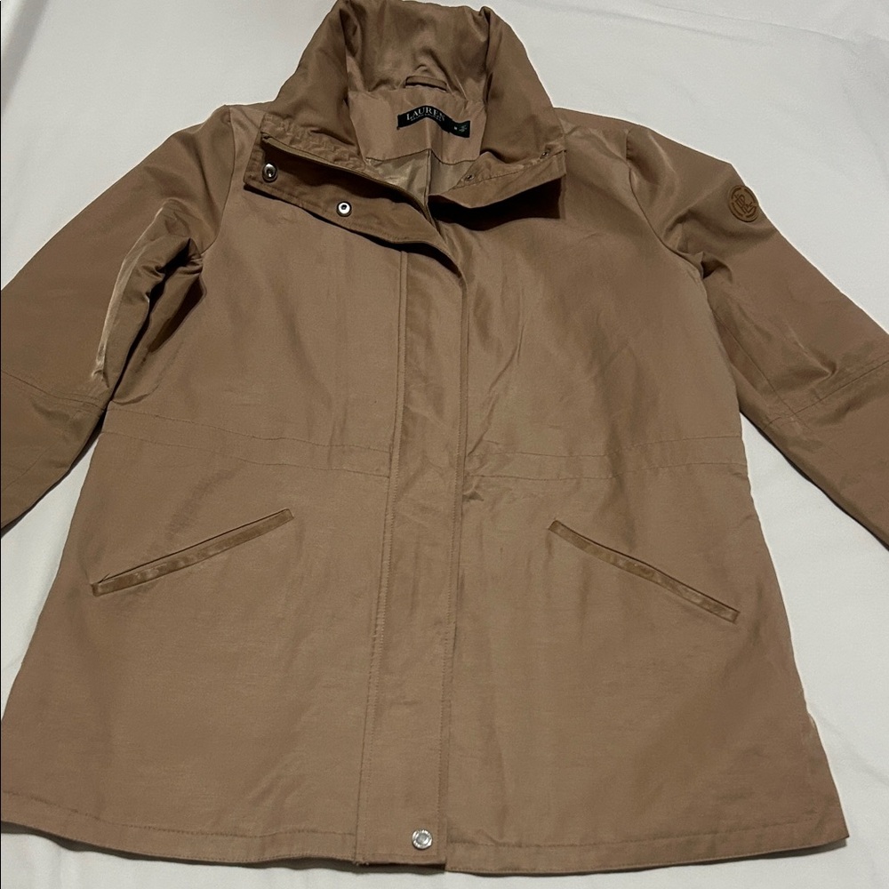 Ralph Lauren Tan Trench Coat with Packable Hood size M